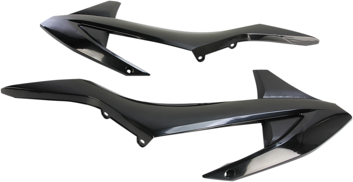 Acerbis black radiator shrouds for motorcycle body protection, designed for durability and style.