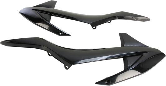 Acerbis black radiator shrouds for motorcycle body protection, designed for durability and style.