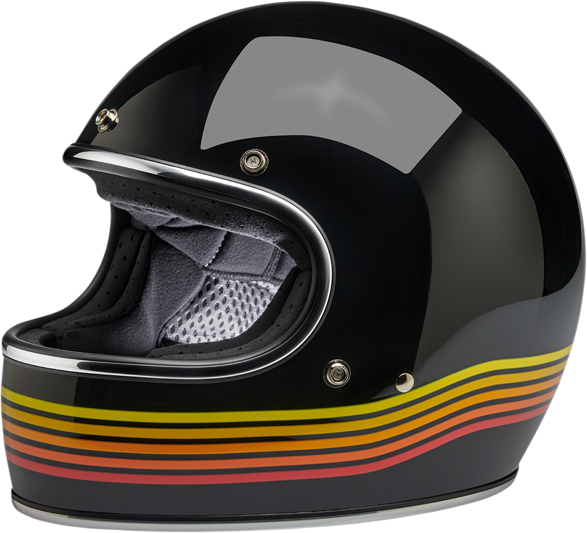 BILTWELL Gringo helmet in gloss black spectrum finish, XL size, with smooth helmet shell and adjustable strap.