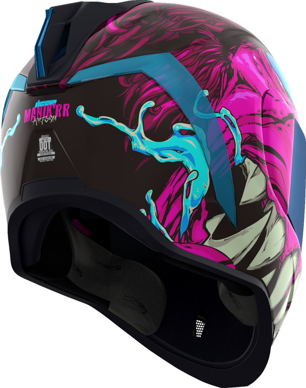 Pink ICON Airform™ helmet with Manik'RR design, MIPS® safety system, small size, shown from front angle.