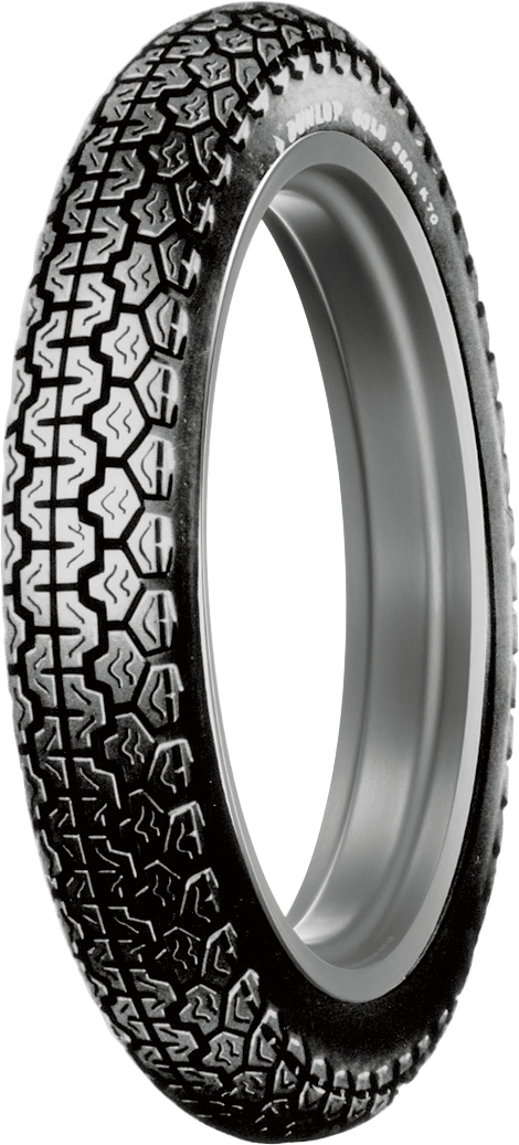 DUNLOP K70 Vintage Tire 4.00-18 64S for classic British bikes, showing the tread pattern and sidewall detail.