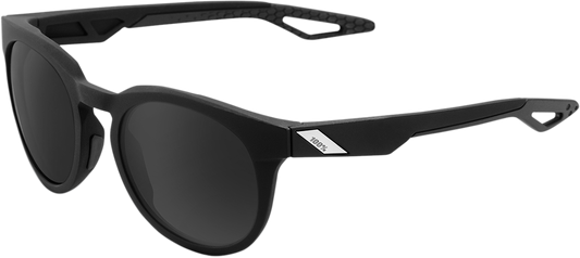 Bill's Exhausts 100% Campo sunglasses in matte black with smoke lenses, featuring a sleek design and tinted eyewear for stylish protection.