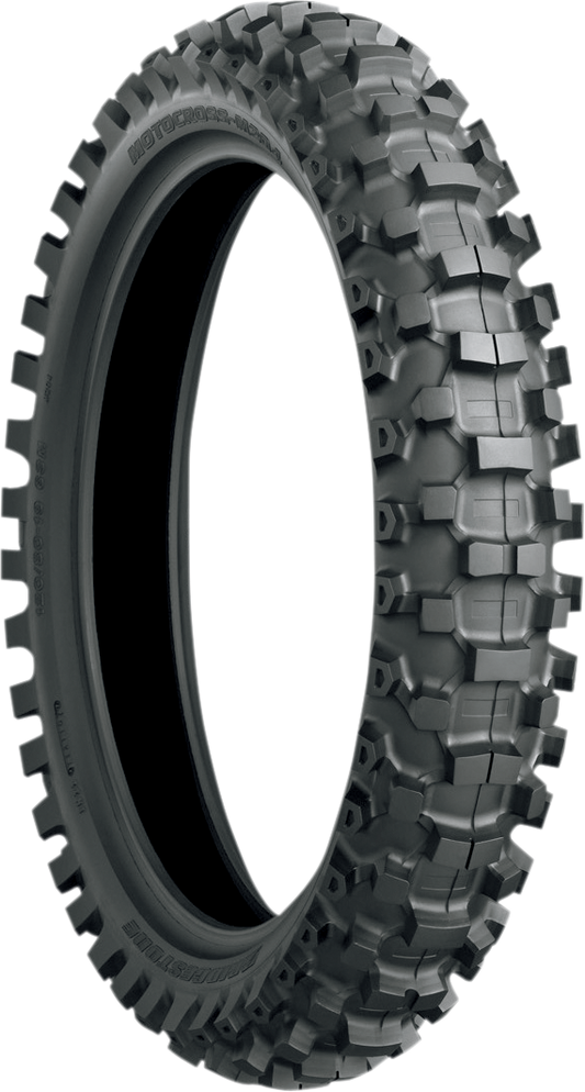 Bridgestone M204 rear off-road motorcycle tire, 90/100-14 size, 49M load rating, rugged tread pattern for off-road riding.