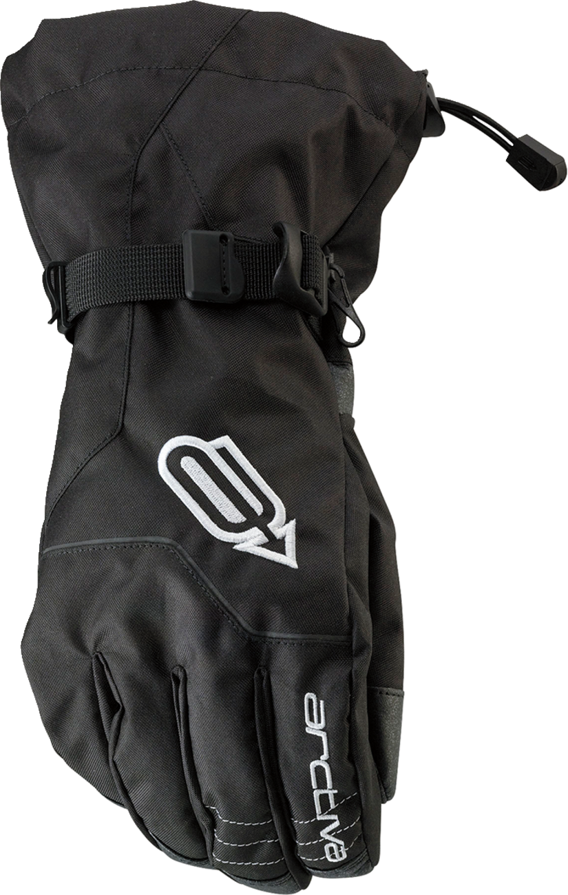 Bill's Exhausts ARCTIVA Pivot Gloves in black and white, XL size, showcasing the durable glove design with adjustable wrist strap.