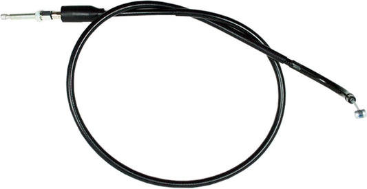 Black vinyl clutch cable by Motion Pro with chrome fittings and longitudinally-wound housing for motorcycle clutch control.
