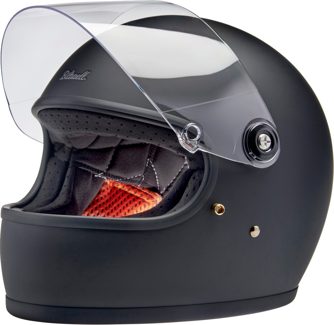 BILTWELL Gringo S helmet in flat black, small size, with a sleek motorcycle helmet design and matte finish.