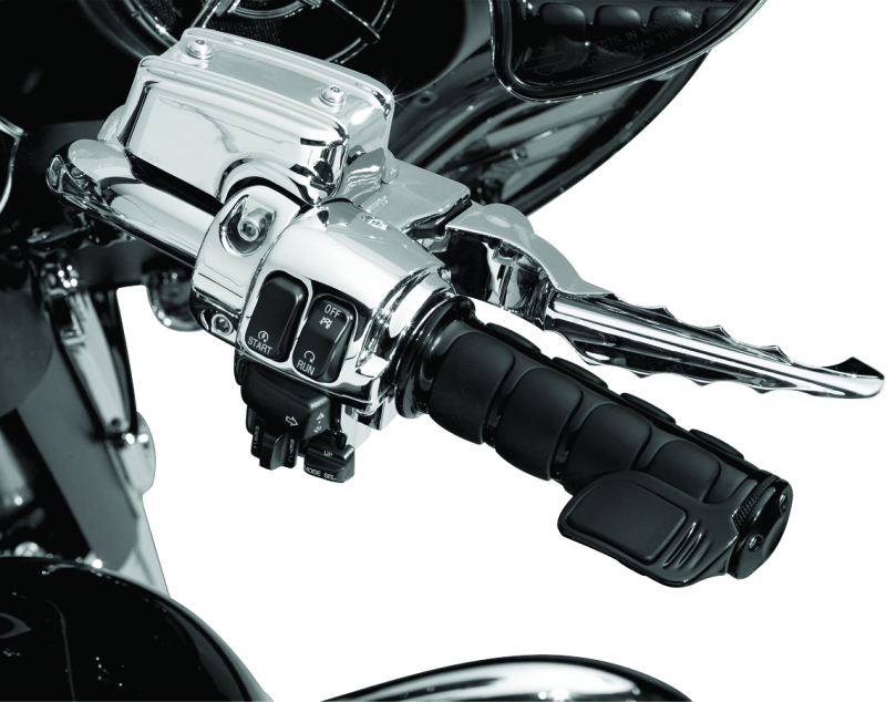 Kuryakyn Contoured ISO Throttle Boss Black for powersports vehicles, close-up view of the ergonomic black throttle control accessory.