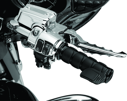 Kuryakyn Contoured ISO Throttle Boss Black for powersports vehicles, close-up view of the ergonomic black throttle control accessory.
