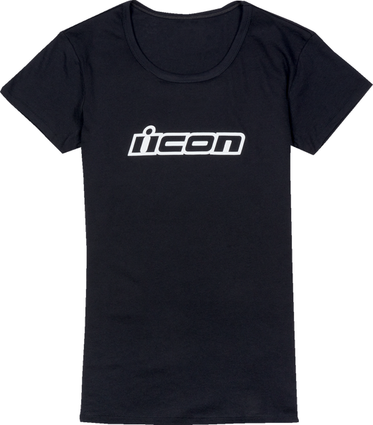 Black ICON Women's Clasicon™ T-Shirt by Bill's Exhausts, large size, front view showing the classic fit and soft fabric.