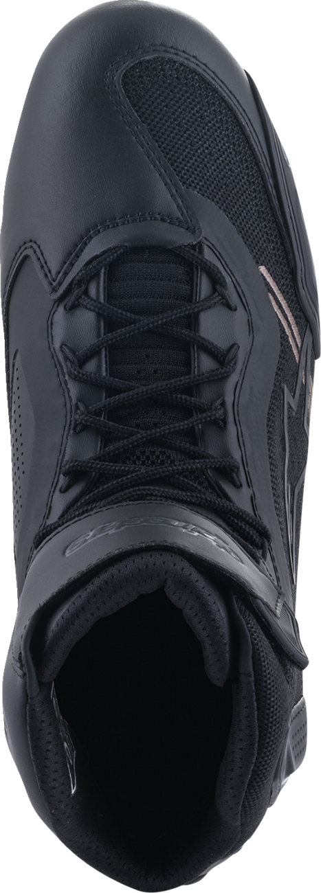 Alpinestars Faster-3 Rideknit® shoes in black and gray, US size 7, featuring sleek design and breathable rideknit material.