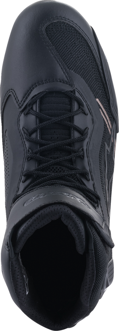 Alpinestars Faster-3 Rideknit® shoes in black and gray, US size 7, featuring sleek design and breathable rideknit material.