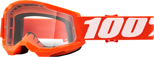 100% Youth Strata 2 Goggles - Orange - Clear 50031-00005 - Howling Moto
