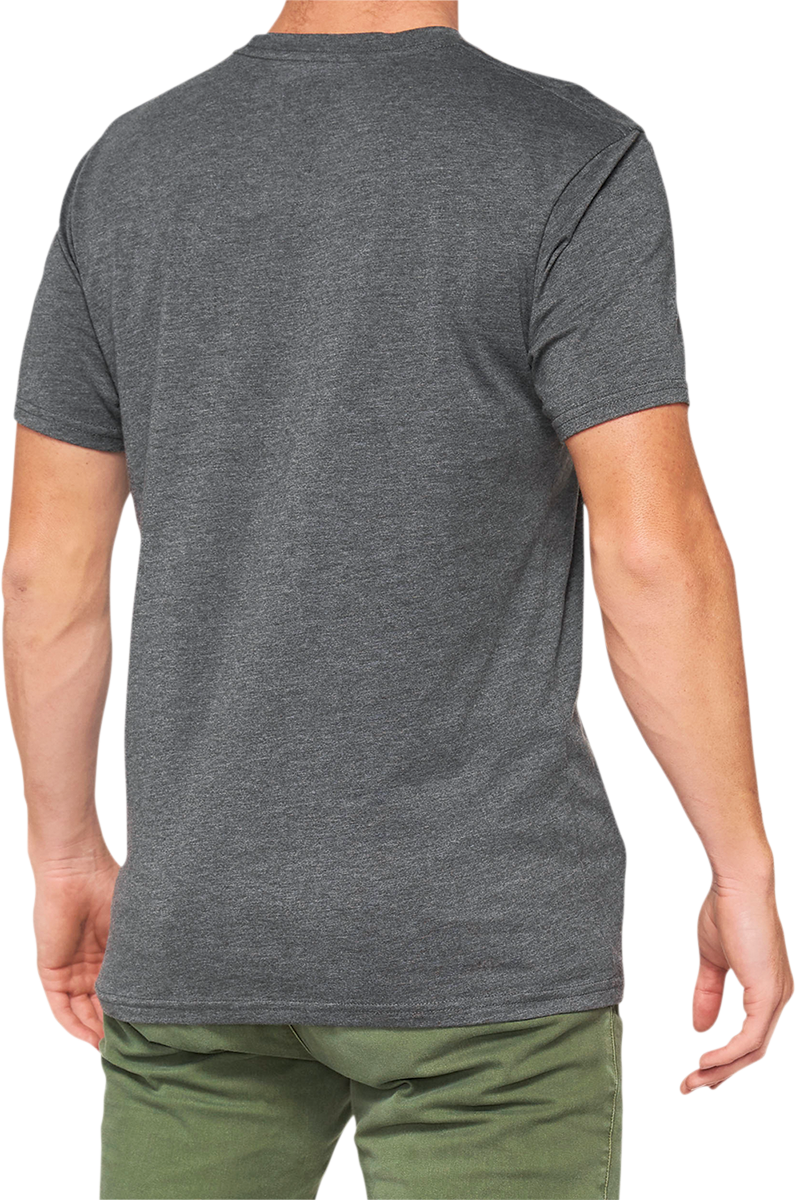Bill's Exhausts Silva Heather Charcoal T-Shirt in Small, front view showing the classic crew neck and soft fabric texture.