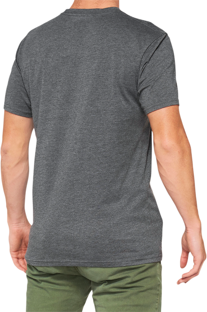 Bill's Exhausts Silva Heather Charcoal T-Shirt in Small, front view showing the classic crew neck and soft fabric texture.