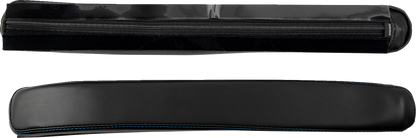 Black SHOW CHROME Kaliber Armrest Pads with blue stitching for Slingshot 2015-2022 engine, featuring durable design and brand logo.