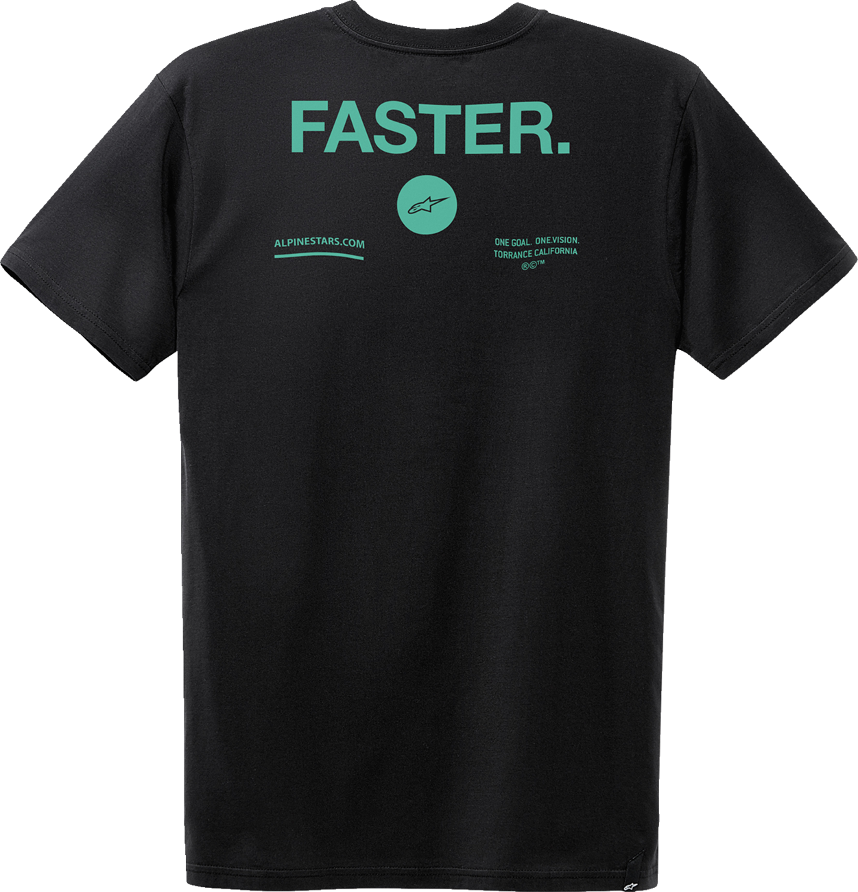 Black ALPINESTARS Faster T-Shirt in 2XL, featuring a sleek design and breathable fabric, displayed on a neutral background.
