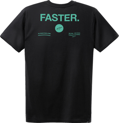 Black ALPINESTARS Faster T-Shirt in 2XL, featuring a sleek design and breathable fabric, displayed on a neutral background.