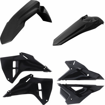 Black ACERBIS standard replacement body kit for 2025 motorcycle, featuring durable body parts from Bill's Exhausts.