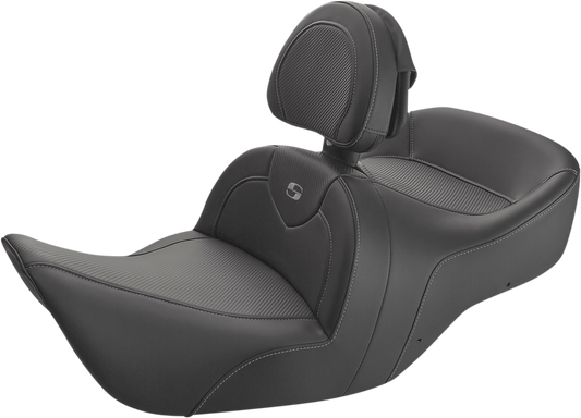 SADDLEMEN Roadsofa Seat - Carbon Fiber - Includes Backrest - Black - GL H01-07-185BR