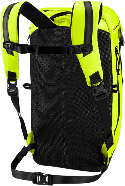 Bill's Exhausts ICON Backpack Hi Vis 3517-0458 with reflective strips and sturdy straps, designed for visibility and durability.