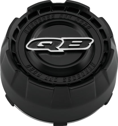 QuadBoss center cap for 4x137 and 4x156 wheels, part number 608532, showing black finish and mounting details.