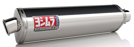YOSHIMURA Street Trc Bolt-On stainless steel exhaust system installed on motorcycle, showcasing the sleek metal finish.