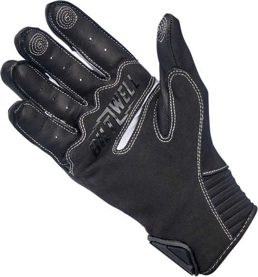 Red BILTWELL Bridgeport Gloves in medium size with reinforced fingertips and adjustable wrist straps, designed for riding comfort.