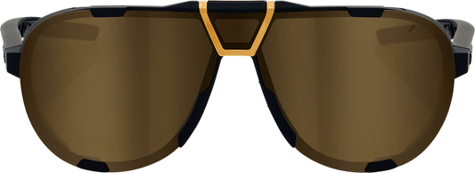 Bill's Exhausts Westcraft sunglasses with soft tact black frames and gold mirror lenses, stylish and protective eyewear.