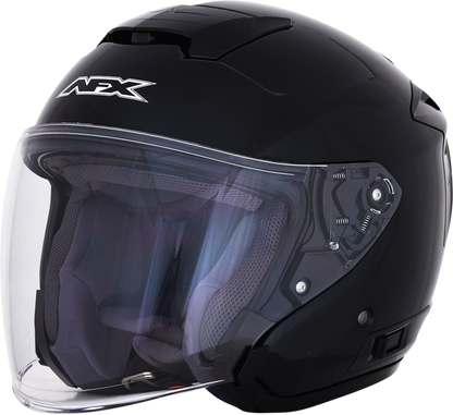 Gloss black AFX FX-60 helmet in large size with clear visor and sleek design, designed for motorcycle riding.