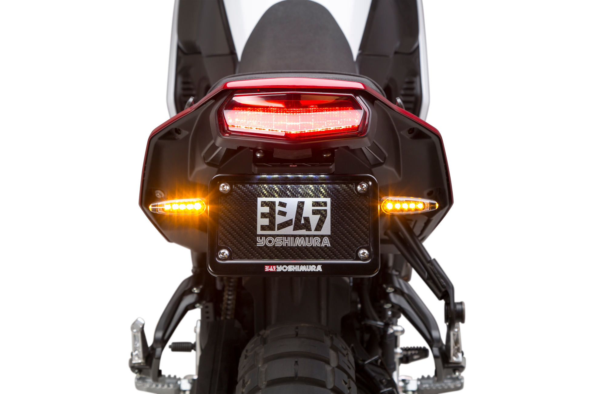 YOSHIMURA Yamaha Fender Eliminator Kit, motorcycle rear end modification with sleek design and mounting hardware.