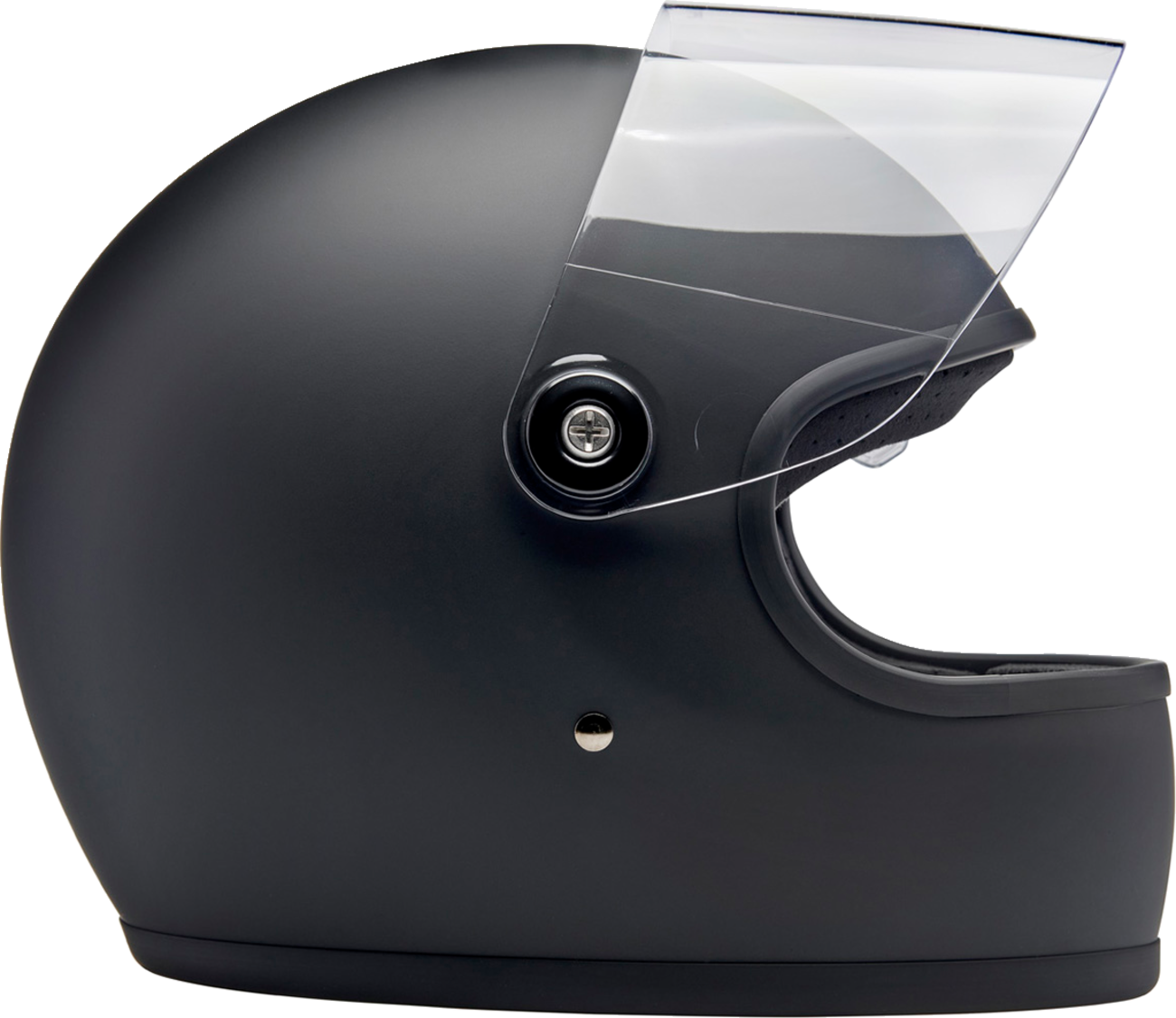 BILTWEll Gringo S helmet in flat black with XS size, featuring a sleek motorcycle helmet design with a smooth finish.