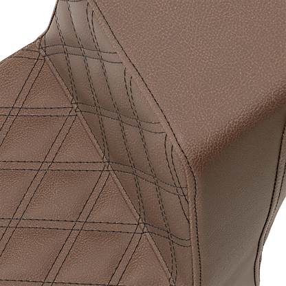 SADDLEMEN Step Up Seat - Front Lattice/Rear Smooth - Brown - Scout Bobber I18-33-172BR