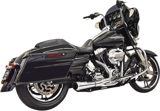 Chrome BASSANI XHAUST 2:1 short exhaust system with sleek finish, designed for motorcycle performance and style.