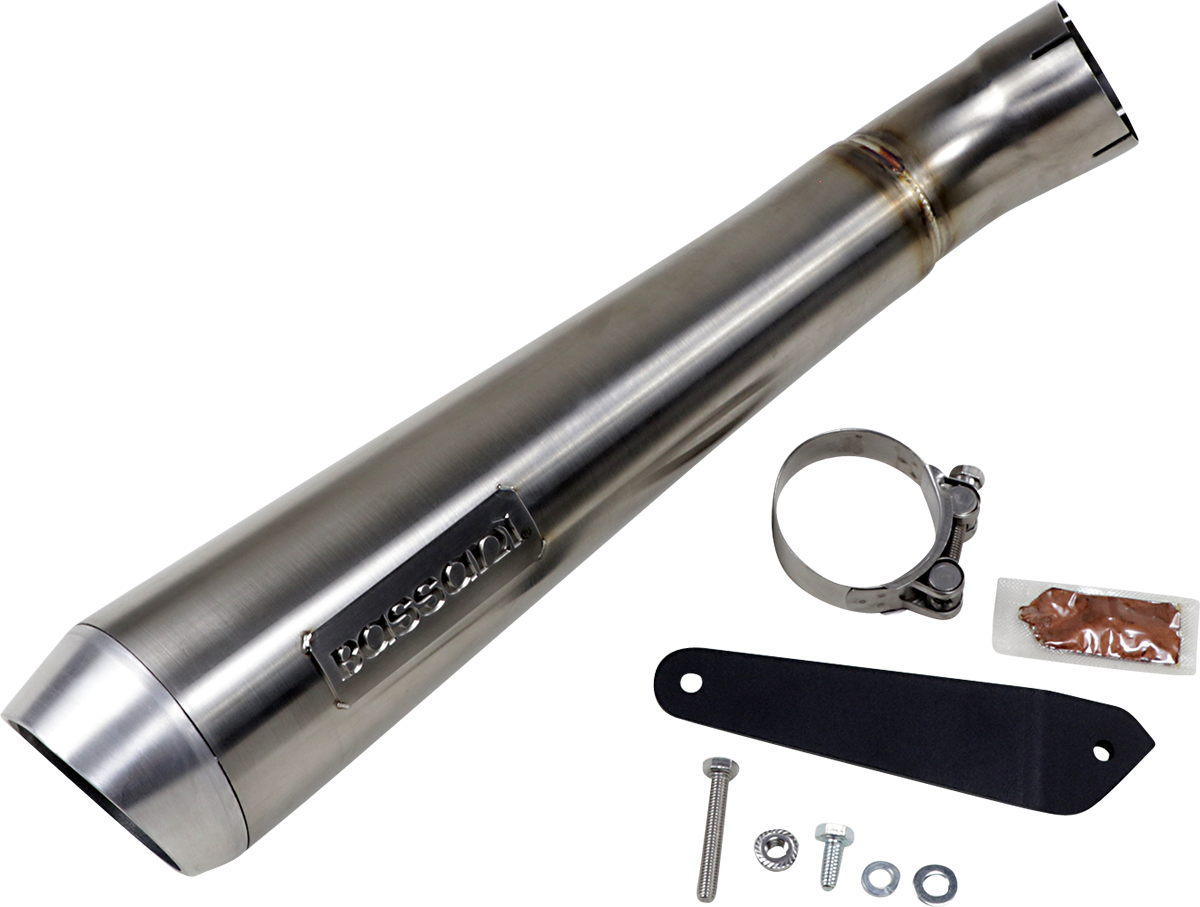 Bassani Xhaust 4-Inch Short Megaphone Muffler with Removable Baffle - Low Mount 8F127SS