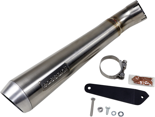 Bassani Xhaust 4-Inch Short Megaphone Muffler with Removable Baffle - Low Mount 8F127SS