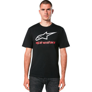 Bill's Exhausts ALPINESTARS Always 2.0 CSF T-Shirt in black, white, and red, large size, casual fit with graphic design.