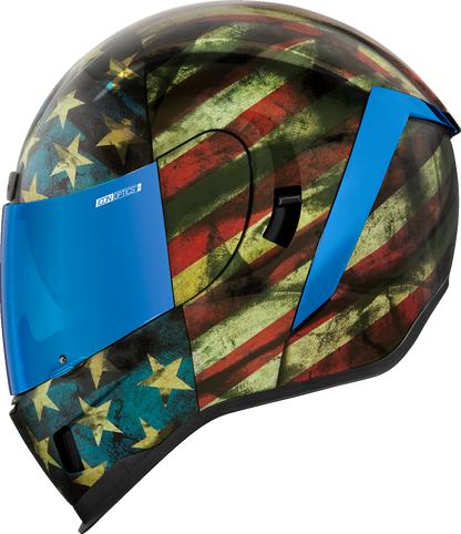 Bill's Exhausts ICON Airform™ Helmet in Old Glory design, large size, featuring a vibrant patriotic red, white, and blue star pattern.