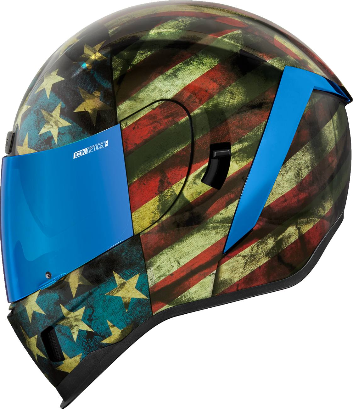 Bill's Exhausts ICON Airform™ Helmet in Old Glory design, 2XL size, with a vibrant patriotic star pattern and helmet shape.