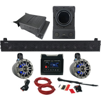 NAVATLAS Audio Kit Zone 5 by Bill's Exhausts, featuring components and wiring for car audio system installation.