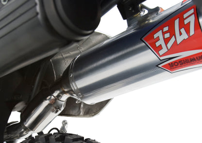 YOSHIMURA Street RS-2 slip-on exhaust with SS aluminum body and matte carbon fiber end cap, designed for motorcycle performance.