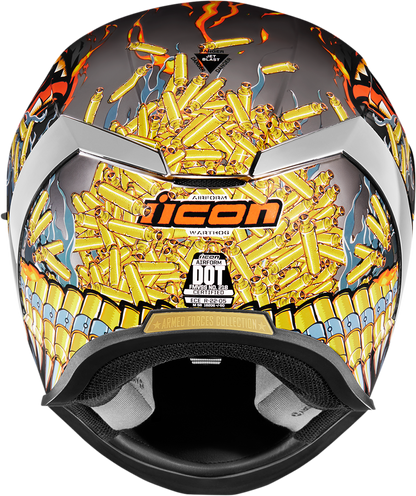 Icon Airform Warthog helmet in medium size, featuring a sleek helmet design with bold graphics and ventilation details.