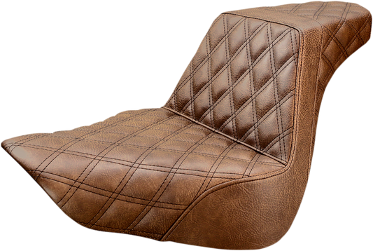 SADDLEMEN Step-Up Seat - Full Lattice Stitch - Brown 818-27-175BR - Howling Moto