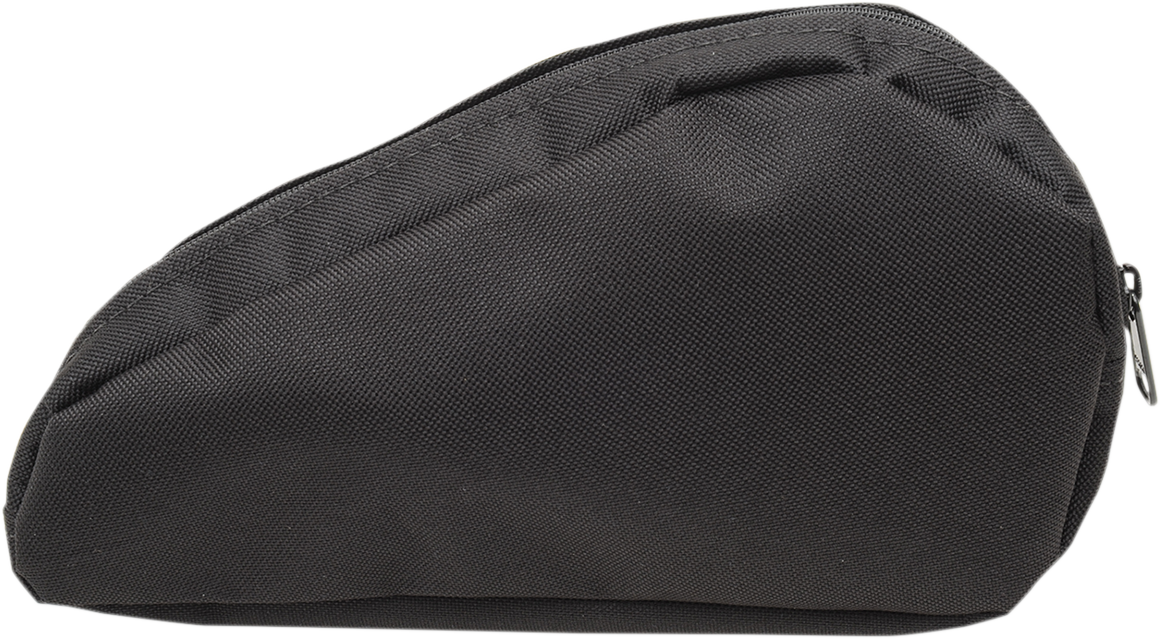 DRAG SPECIALTIES Teardrop Tool Box Pouch for motorcycle storage, showing black leather tool pouch with metal snap closure.