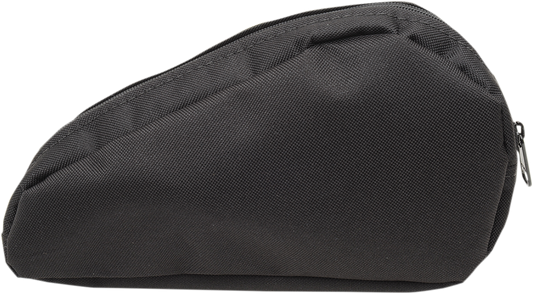 DRAG SPECIALTIES Teardrop Tool Box Pouch for motorcycle storage, showing black leather tool pouch with metal snap closure.