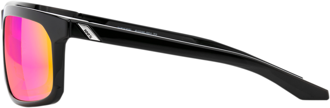 100% Hakan Sunglasses - Black - Purple Mirror 61036-001-72 - Howling Moto