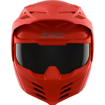 Red ICON Elsinore™ helmet in medium size featuring a sleek design and Monotype finish, suitable for motorcycle riders.