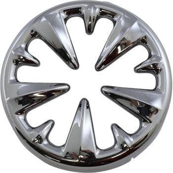 Bill's Exhausts Show Chrome round horn cover, 3-1/2 inch size, shiny chrome finish, designed for motorcycle horns.
