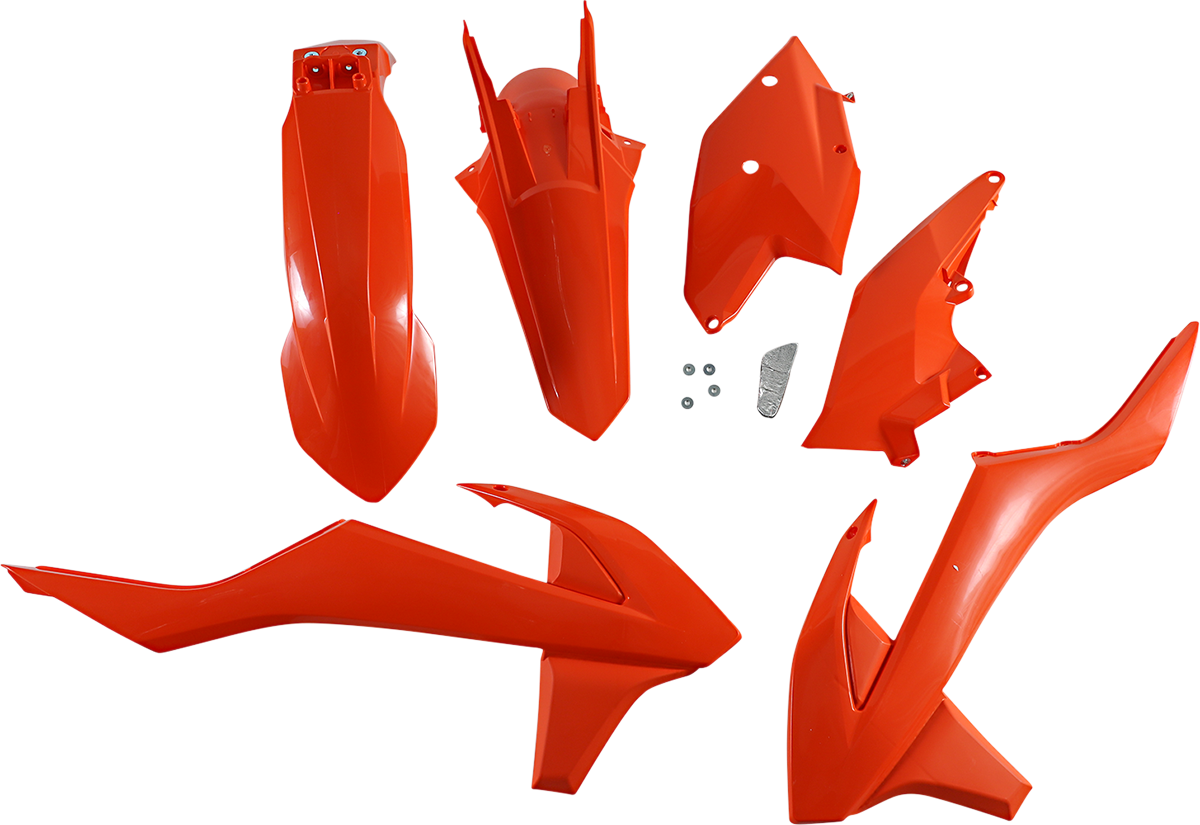 A bright orange Acerbis standard replacement body kit for OEM 2016 motorcycle, displayed on a clean background.