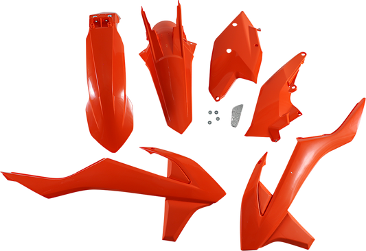 A bright orange Acerbis standard replacement body kit for OEM 2016 motorcycle, displayed on a clean background.