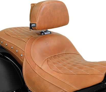 Indian SHOW CHROME Saddle Backrest engine for Indian motorcycles, featuring chrome finish and saddleback design.